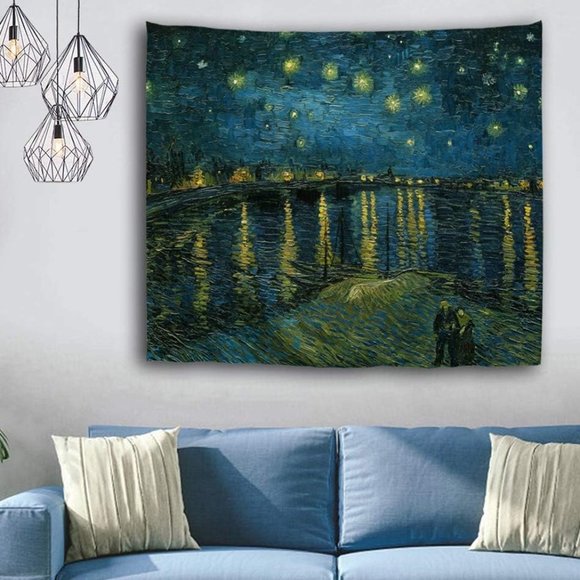 Starry Night Over the Rhone Vincent Van Gogh Big Wall Art Hanging Tapestry New - Picture 2 of 5